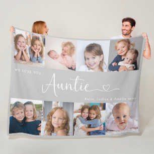 We Love you Auntie Script 8 Photo Modern Fleece Blanket