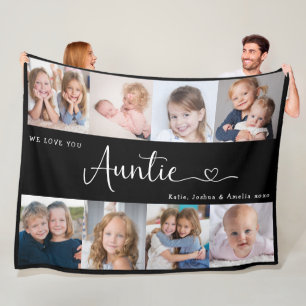 We Love you Auntie Script 8 Photo Modern Fleece Blanket