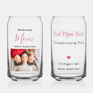 We Love You Best Mum Ever Modern Script Chic Pink  Can Glass