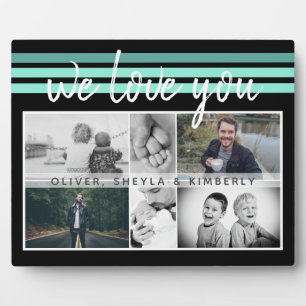 We love you Black Script Family 6 Photo Collage Plaque
