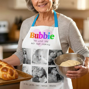 We Love You Bubbie Multicolor Bold 6 Photo Collage Apron