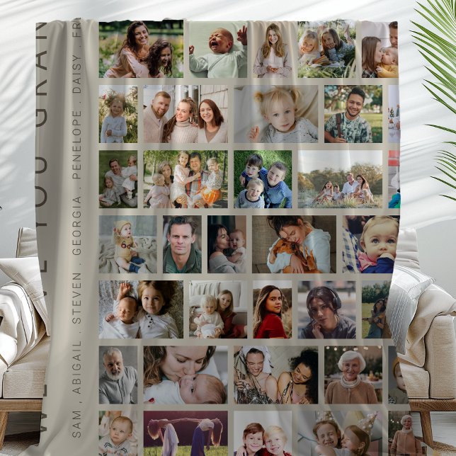 We Love You | Custom 54 Photo Collage Fleece Blanket (Creator Uploaded)