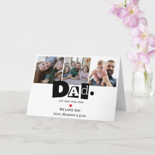 We love you Dad 3 Kids Photo Collage Names Heart Card