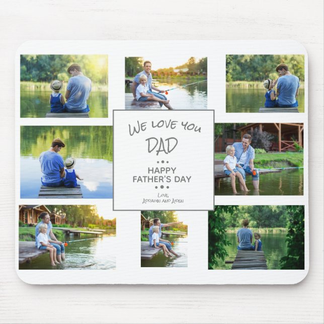 We Love You Dad 7 Photo Collage Father's Mouse Mat (Front)
