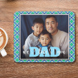 We Love You Dad Blue Green Custom Photo  Mouse Mat<br><div class="desc">Make Dad's workspace extra special with our customisable mouse pad, a thoughtful tribute to his unwavering love and support. Featuring a photo placeholder complemented by the heartfelt message, 'We Love You Dad, ' this mouse pad adds a personal touch to his daily routine. Whether it's for Father's Day or just...</div>