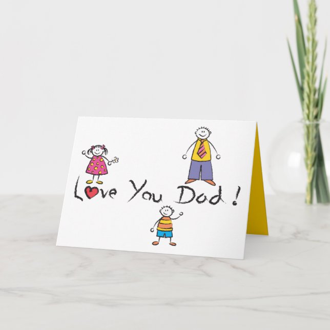 We Love You Dad Cartoon Family Happy Father's Day Card (Front)