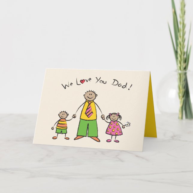 We Love You Dad Cartoon Family Happy Father's Day Card (Front)