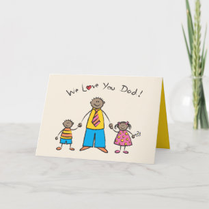 We Love You Dad Cartoon Family Happy Father's Day Card