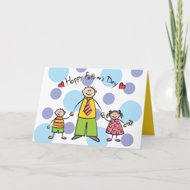 We Love You Dad Cartoon Family Happy Father's Day Card (Front)