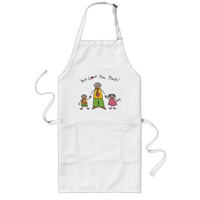 We Love You Dad Cartoon Family Happy Father's Day Long Apron (Front)