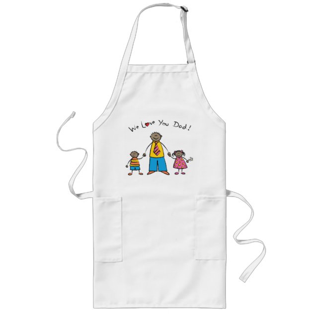 We Love You Dad Cartoon Family Happy Father's Day Long Apron (Front)