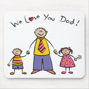 We Love You Dad Cartoon Family Happy Father's Day Mouse Mat