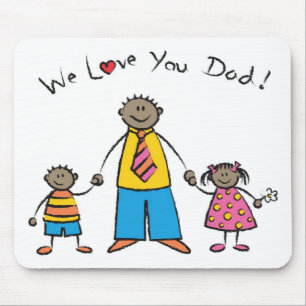 We Love You Dad Cartoon Family Happy Father's Day Mouse Mat