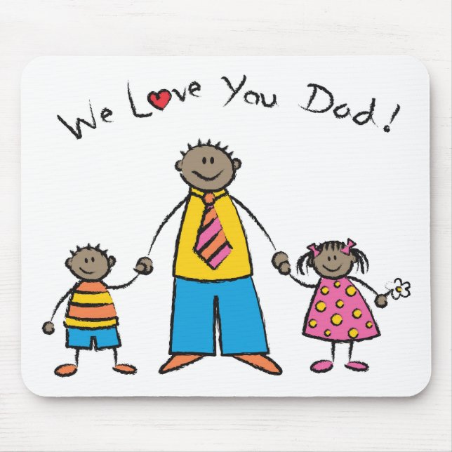 We Love You Dad Cartoon Family Happy Father's Day Mouse Mat (Front)