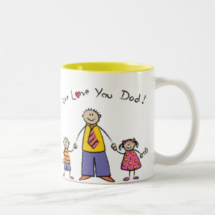 We Love You Dad Cartoon Family Happy Father's Day Two-Tone Coffee Mug