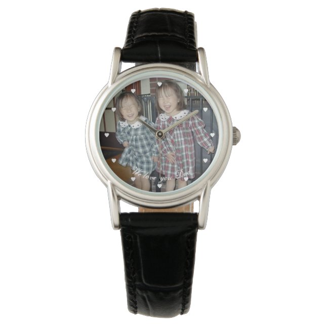 We Love You Dad  Childs Photo  Hearts  Watch (Front)