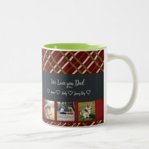 We Love You Dad, Custom 3 Photo Grid Two-Tone Coffee Mug