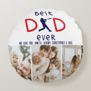We Love You Dad Cute Baseball Keepsake Fathers Day Round Cushion