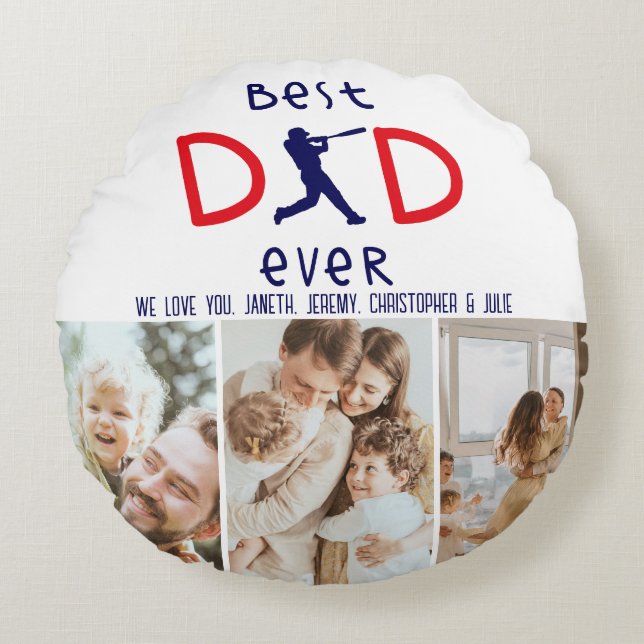 We Love You Dad Cute Baseball Keepsake Fathers Day Round Cushion (Front)