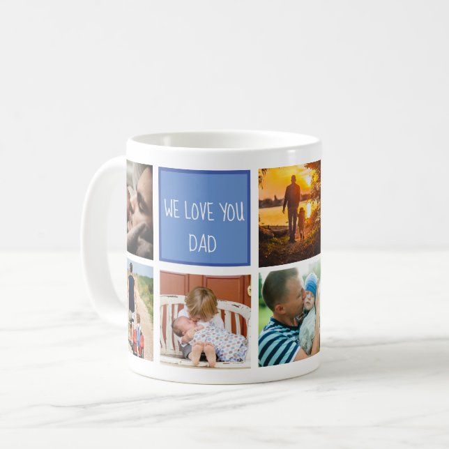 We love you dad family memories photo collage blue coffee mug (Front Left)