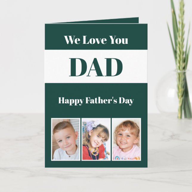 We love you Dad Father's Day green white photo Card (Front)