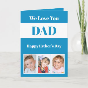 We love you Dad Father's Day turquoise white photo Card