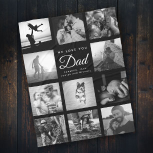We Love you DAD Modern Trendy Black Father's Day Fleece Blanket