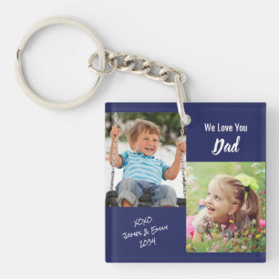 We Love You Dad Personalised Photos Blue Key Ring