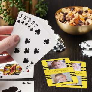 We love you dad with names yellow black photo playing cards