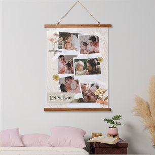 We Love You Daddy Photo Collage Hanging Tapestry