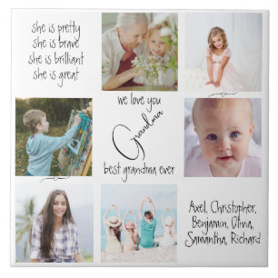 We Love You Family Collage Photo Best Grandma Ever Tile
