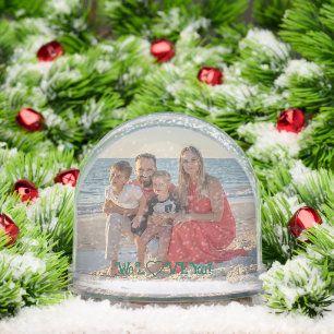 We LOVE You Family Photo Winter Trees Snowglobe