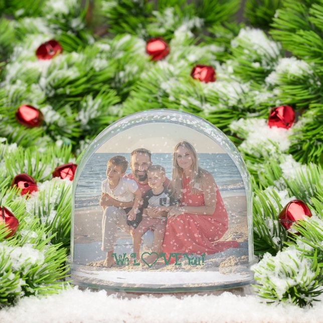 We LOVE You Family Photo Winter Trees Snowglobe (Christmas)