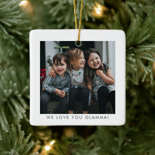 We Love You Glamma Grandkids Photo Christmas Gift Ceramic Ornament