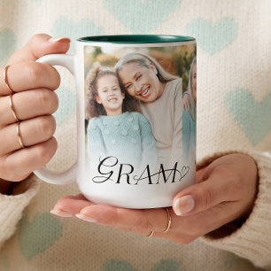 We Love You Gram Heart Photo Collage Keepsake Gift Two-Tone Coffee Mug