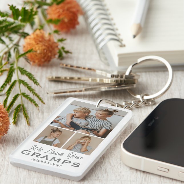 We Love You Gramps Photo Keychain (Front Right)