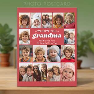 We Love You Grandma - 15 Photo Collage Gallery Postcard