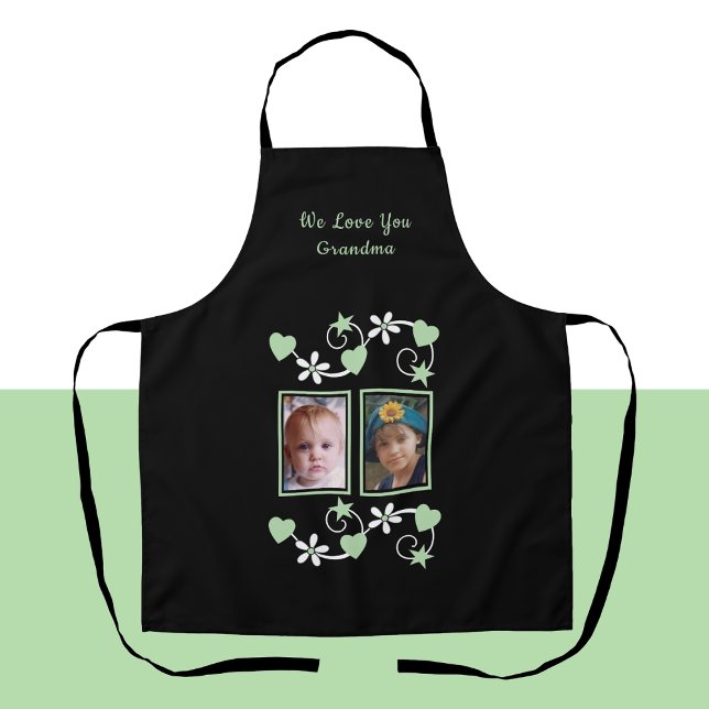 We love you grandma 2 photo black green apron (Creator Uploaded)