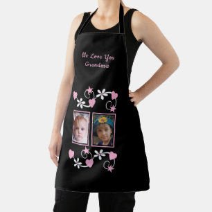 We love you grandma 2 photo black pink apron