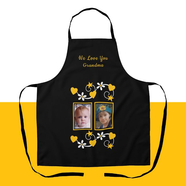 We love you grandma 2 photo black yellow apron (Creator Uploaded)