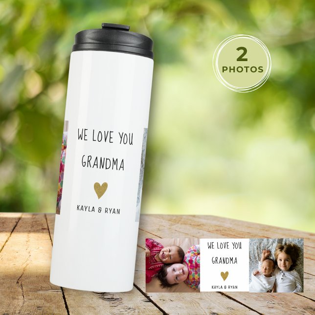 We Love You Grandma 2 Photo Collage  Thermal Tumbler (We Love You Grandma 2 Photo Collage Thermal Tumbler
)