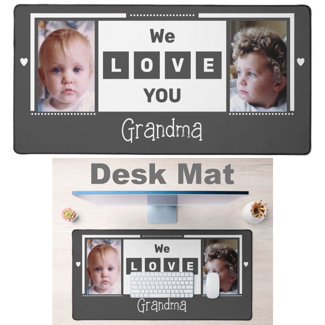 We love you grandma 2 photo grey white desk mat (Creator Uploaded)