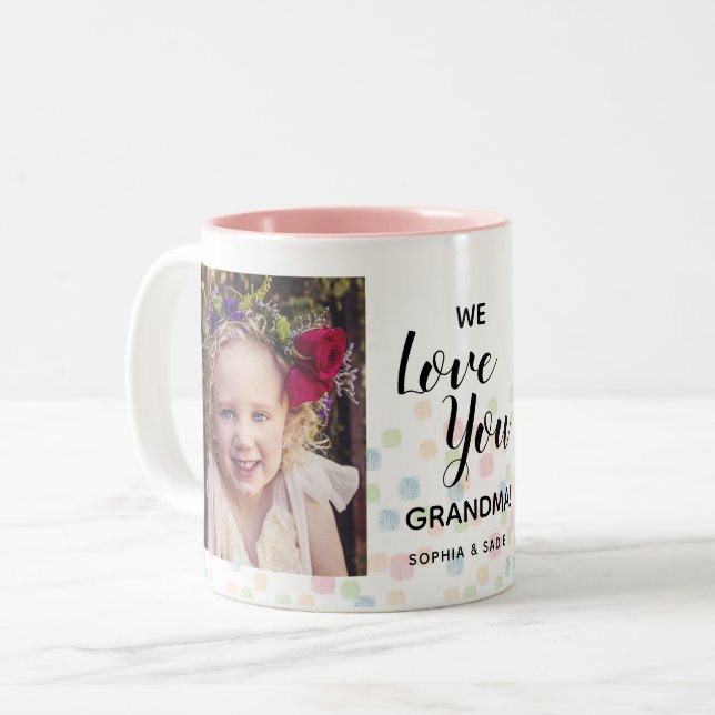 We Love You Grandma 2 Photo  Two-Tone Coffee Mug (Front Left)