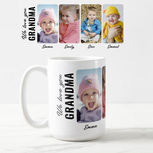 We Love You Grandma 4 Grandkids Custom Photo Coffee Mug