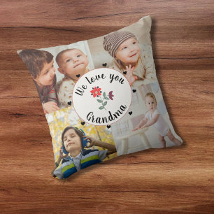 We love you Grandma 4 personalised photos keepsake Cushion