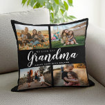 We Love You Grandma 4 Photo Collage Cushion<br><div class="desc">Say we love you to grandma this holiday season with a personalised Christmas gift throw pillow featuring 4 of your favourite photos and grandchildren kids names and . All text in this design is editable so you can add your own message or text. Available in a variety colours, styles and...</div>