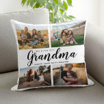 We Love You Grandma 4 Photo Collage Cushion<br><div class="desc">Say we love you to grandma this holiday season with a personalised Christmas gift throw pillow featuring 4 of your favourite photos and grandchildren kids names and . All text in this design is editable so you can add your own message or text. Available in a variety colours, styles and...</div>