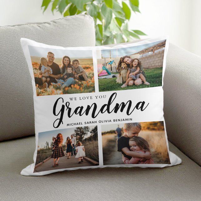 We Love You Grandma 4 Photo Collage Cushion (Creator Uploaded)