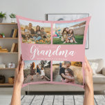 We Love You Grandma 4 Photo Collage Cushion<br><div class="desc">Say we love you to grandma this holiday season with a personalised Christmas gift throw pillow featuring 4 of your favourite photos and grandchildren kids names and . All text in this design is editable so you can add your own message or text. Available in a variety colours, styles and...</div>