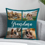 We Love You Grandma 4 Photo Collage Cushion<br><div class="desc">Say we love you to grandma this holiday season with a personalised Christmas gift throw pillow featuring 4 of your favourite photos and grandchildren kids names and . All text in this design is editable so you can add your own message or text. Available in a variety colours, styles and...</div>